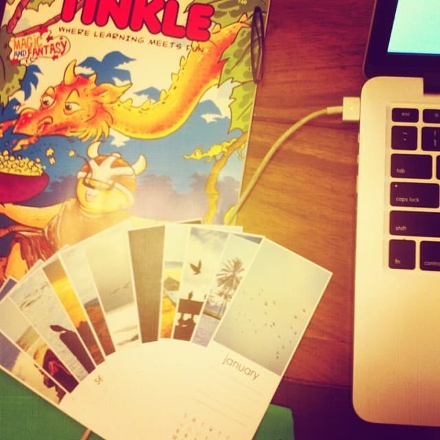 Back in office. Tinkle and awesome calendar cards from @karthikcs and @missuskc