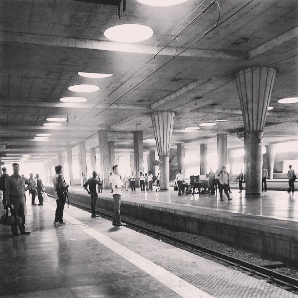 The ceiling makes this station look like a space port. Only if those holes were beam pods. #scifi #railwaystation #spaceport