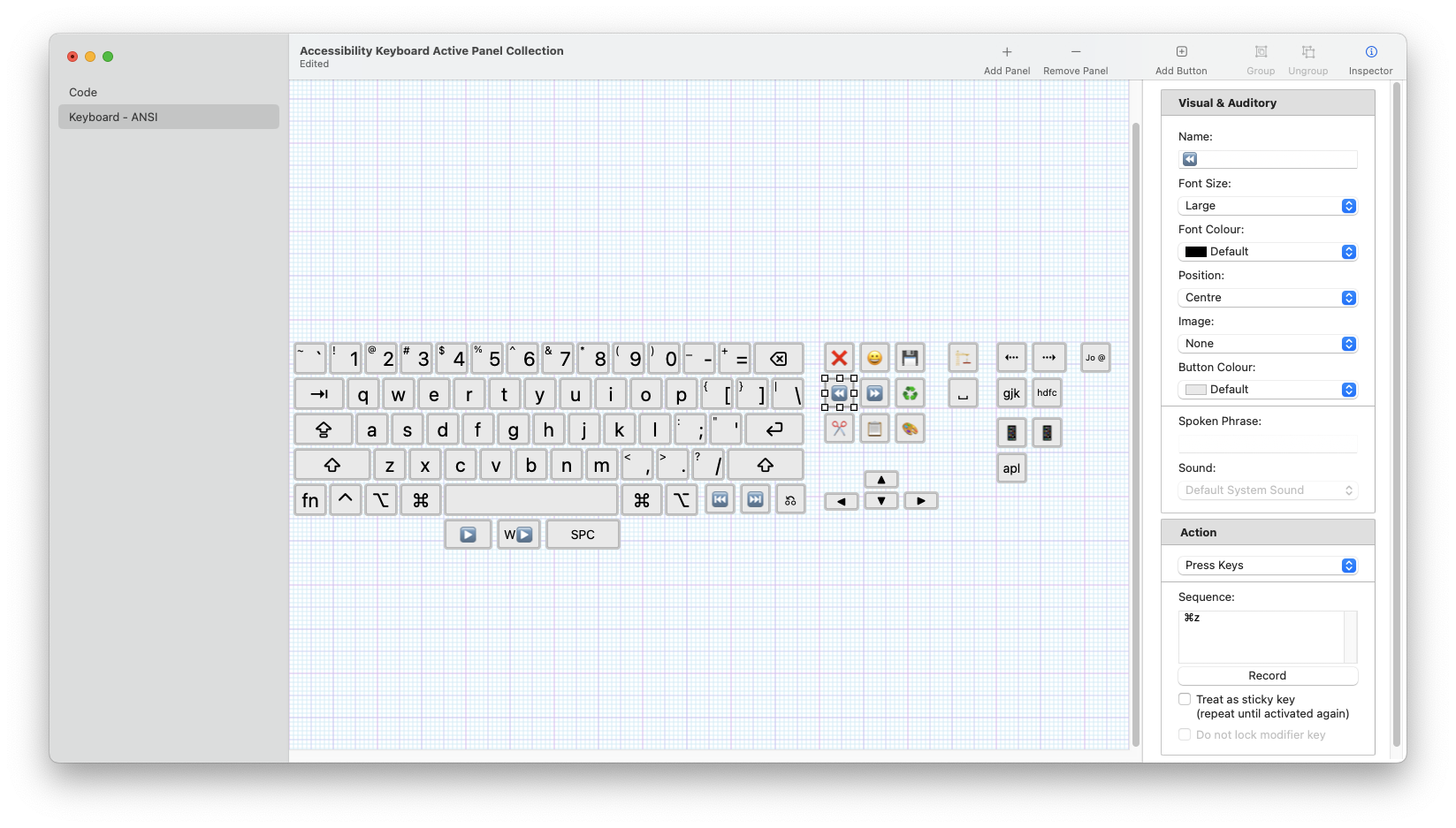 macOS Accessibility Keyboard Panel Editor