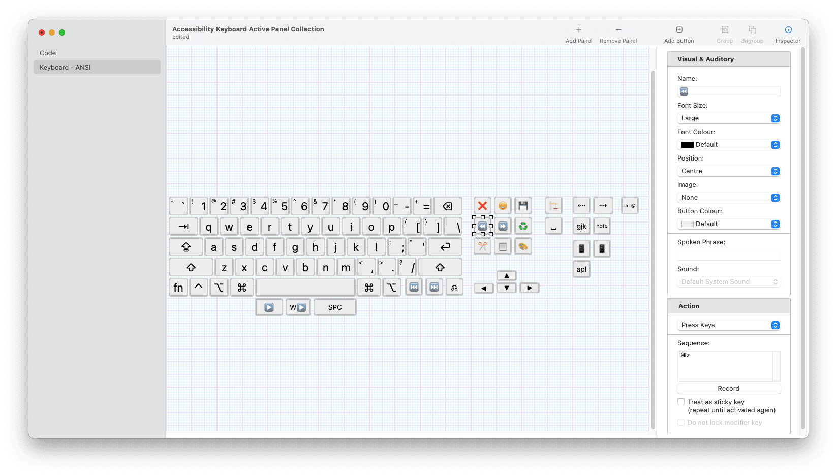 macOS Accessibility Keyboard Panel Editor